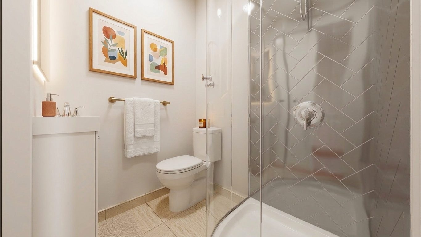 Salle de bain ou toilette privée d'un studio Fleuve Cité